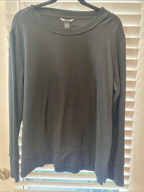 MONDETTA Ladies Lightweight Crewneck Tunic Sweatshirt Black Large